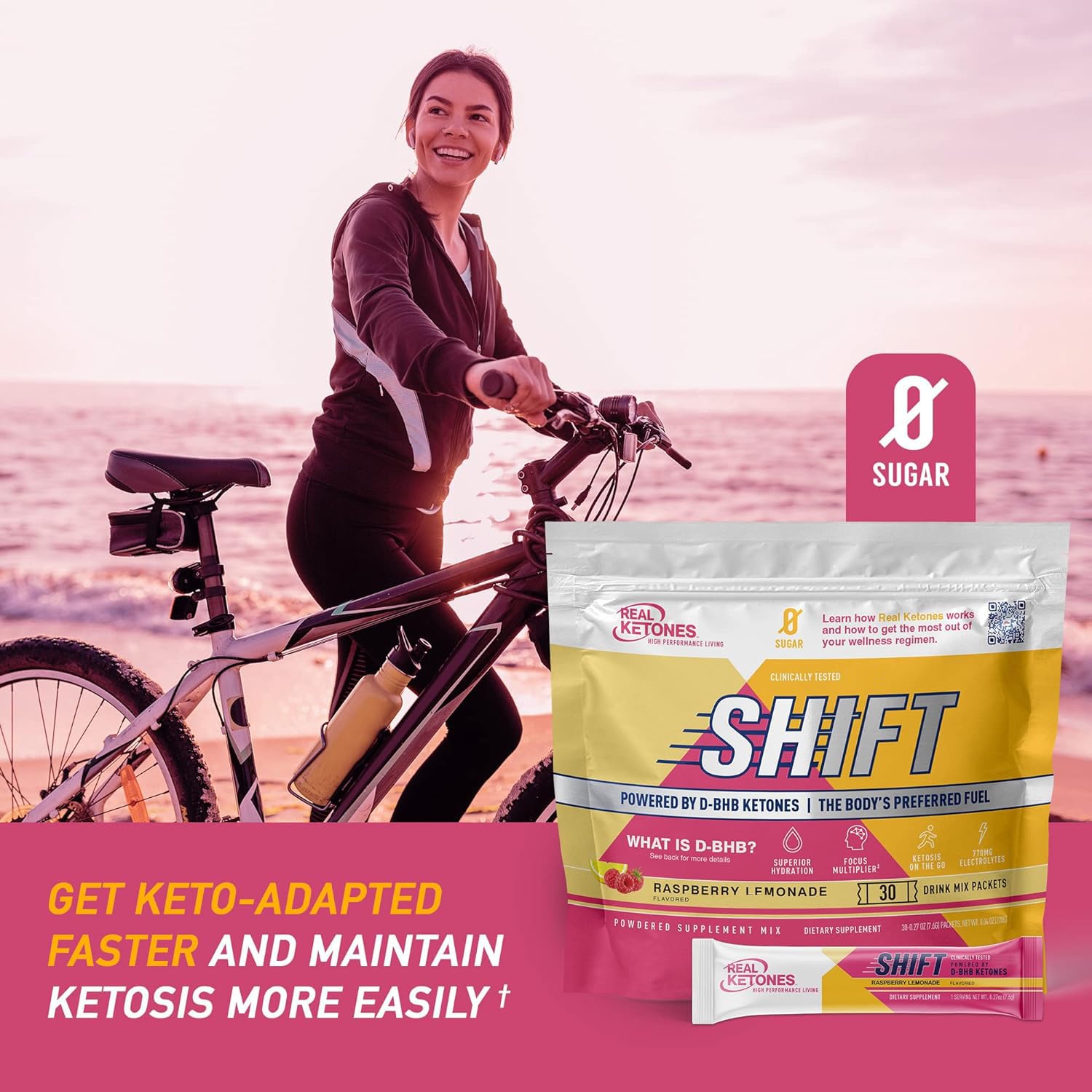Real Ketones etiqueta con ingredientes y electrolitos para control mineral