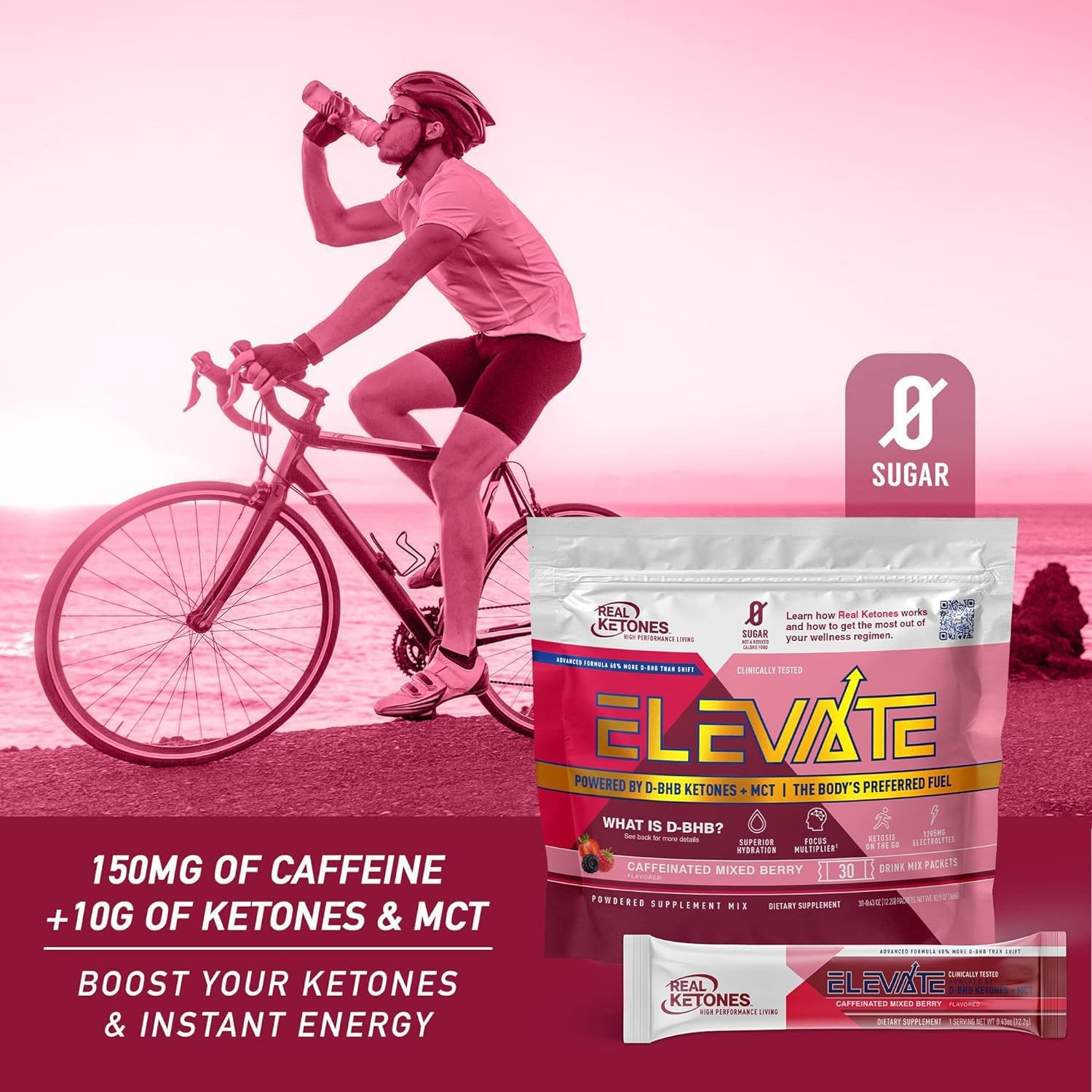 Real Ketones etiqueta con lista de ingredientes y electrolitos claros