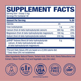 Real Ketones etiqueta con información nutricional y electrolitos clave