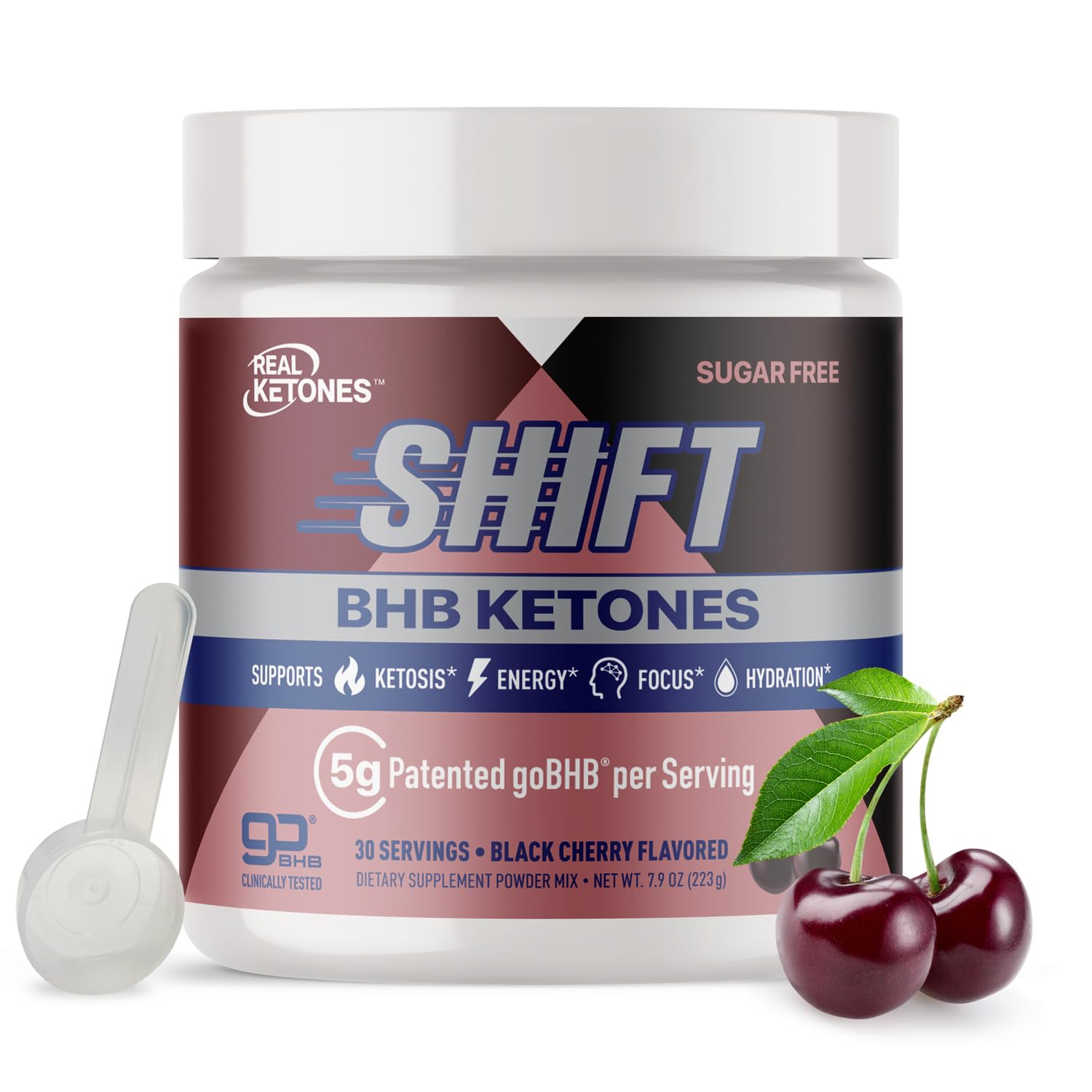 Real Ketones envase frontal mostrando marca y beneficio de energía