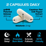 Real Ketones Night Burn tabletas en la mano para visualizar dosificación y tamaño real