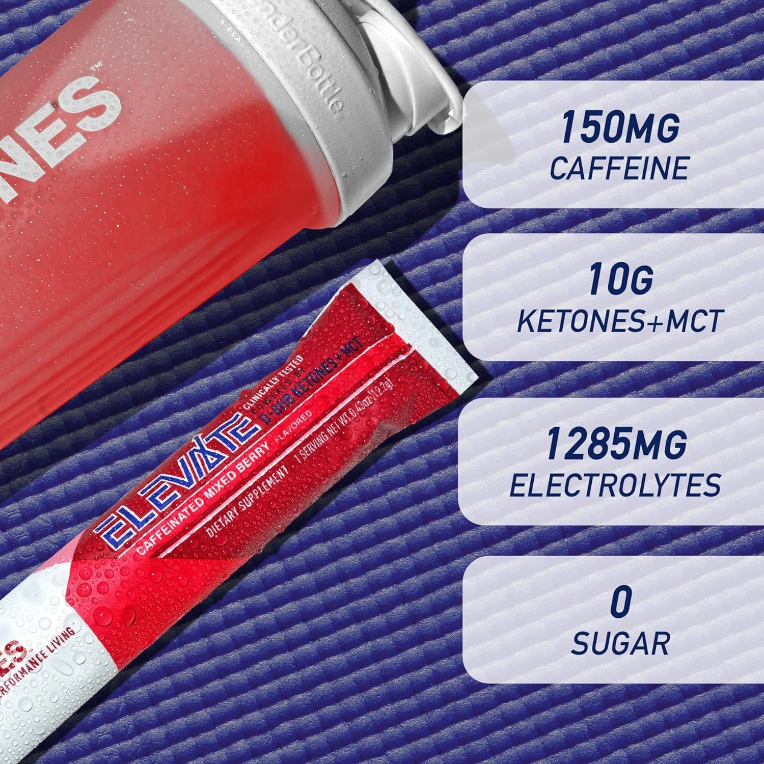Real Ketones polvo disuelto en vaso, hidratación rápida y sabor