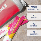Real Ketones vaso con bebida Raspberry Lemonade listo para beber y energía