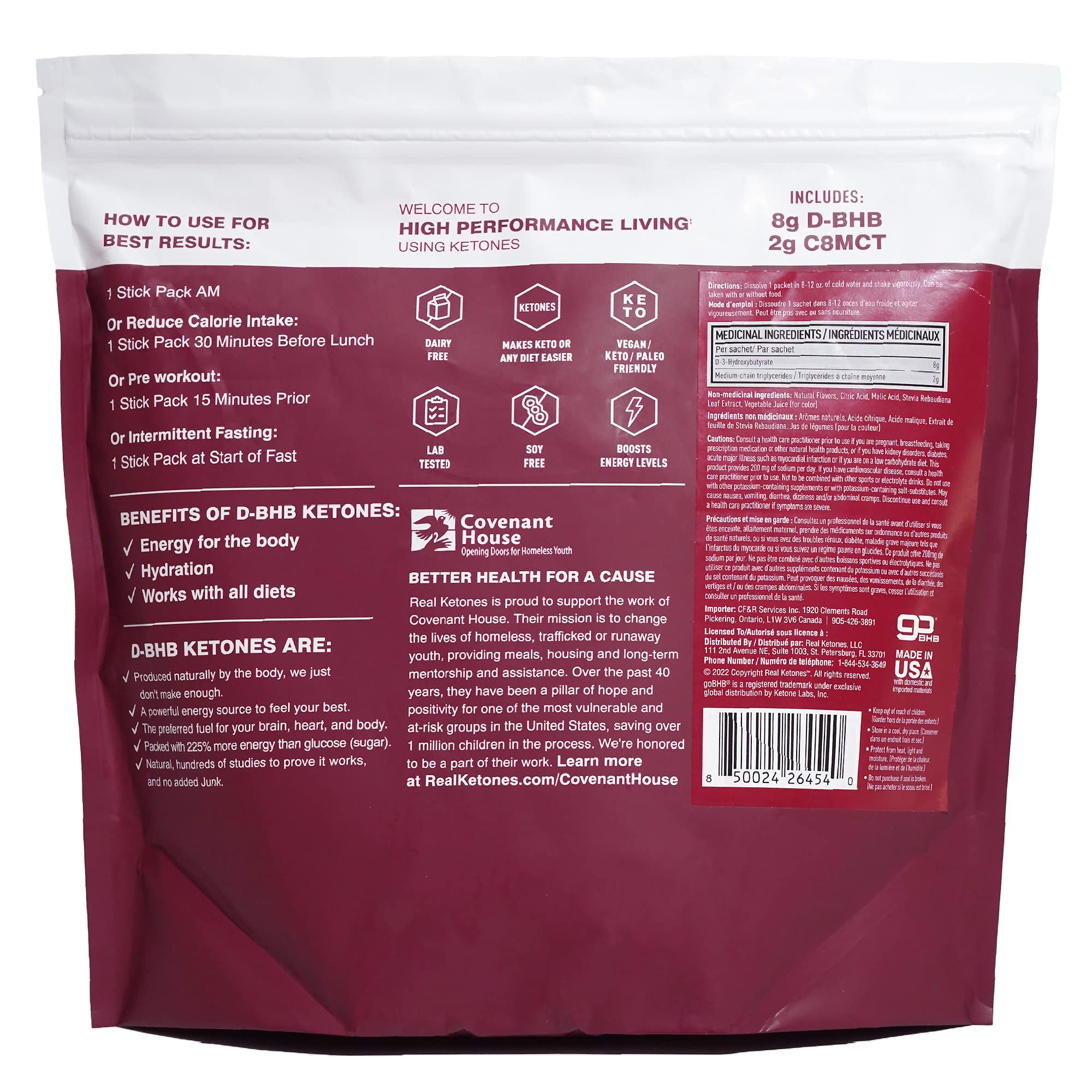 Real Ketones sobre abierto con polvo mostrando textura y mezcla limpia