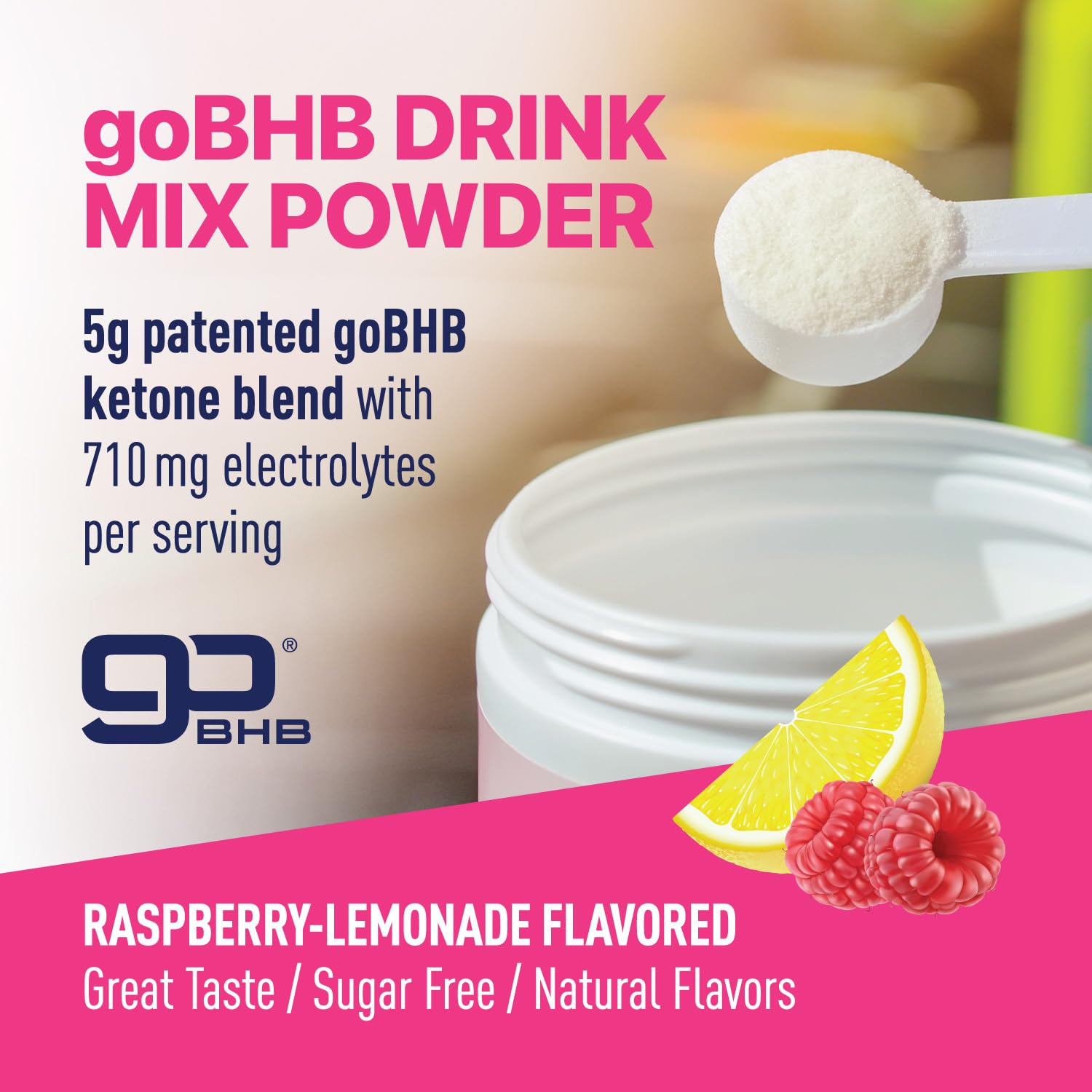 Real Ketones vaso preparado sabor Raspberry Lemonade hidratación rápida