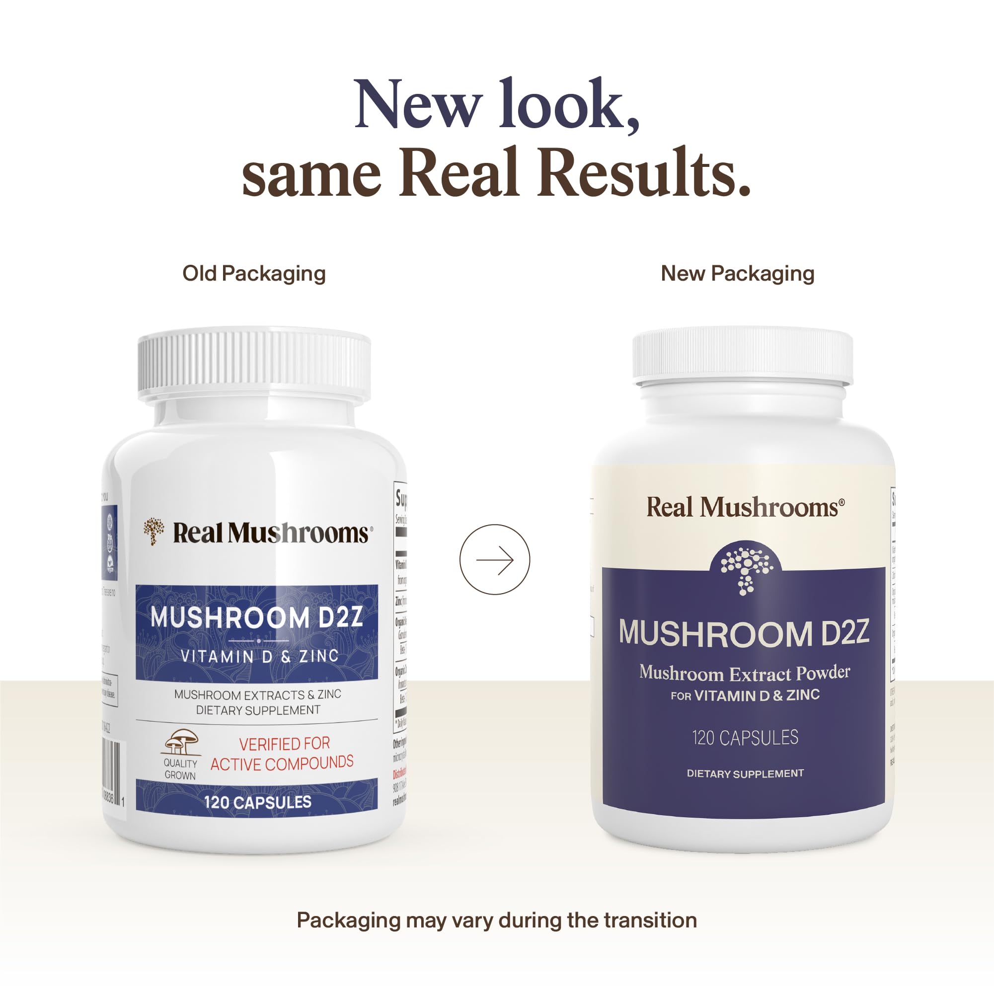 Real Mushrooms cápsulas en mano para visualizar dosis fácil y conveniente