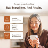 Real Mushrooms primer plano de polvo fino para mezclas rápidas