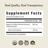 Real Mushrooms primer plano del sello USDA Organic, garantía orgánica
