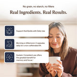 Real Mushrooms frasco dentro de un bolso para llevar apoyo cognitivo diario