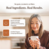 Real Mushrooms polvo de cordyceps mostrando color y consistencia fina