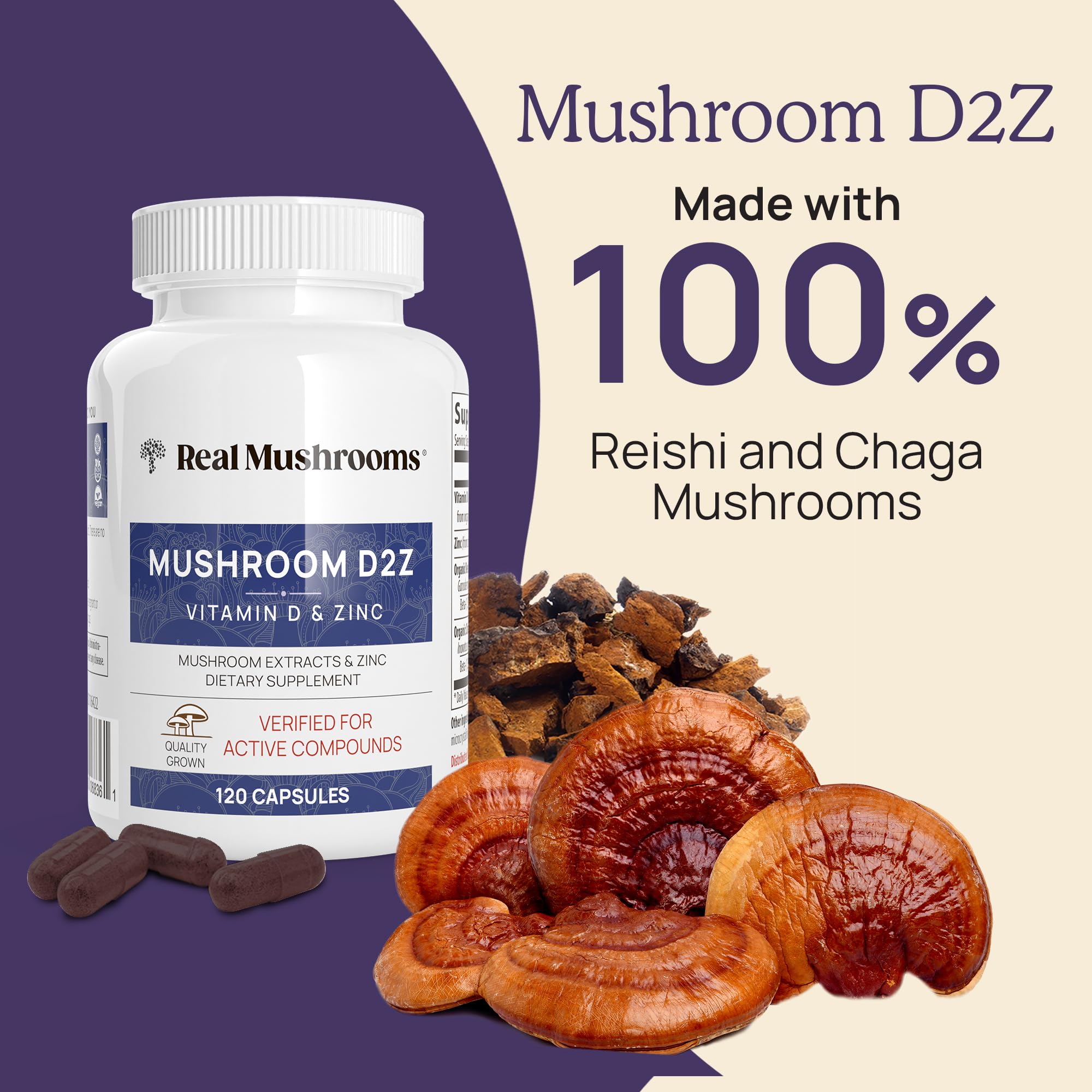 Real Mushrooms detalle del polvo de extracto que destaca pureza orgánica