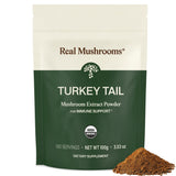 Real Mushrooms frasco frente mostrando etiqueta orgánica y beneficios