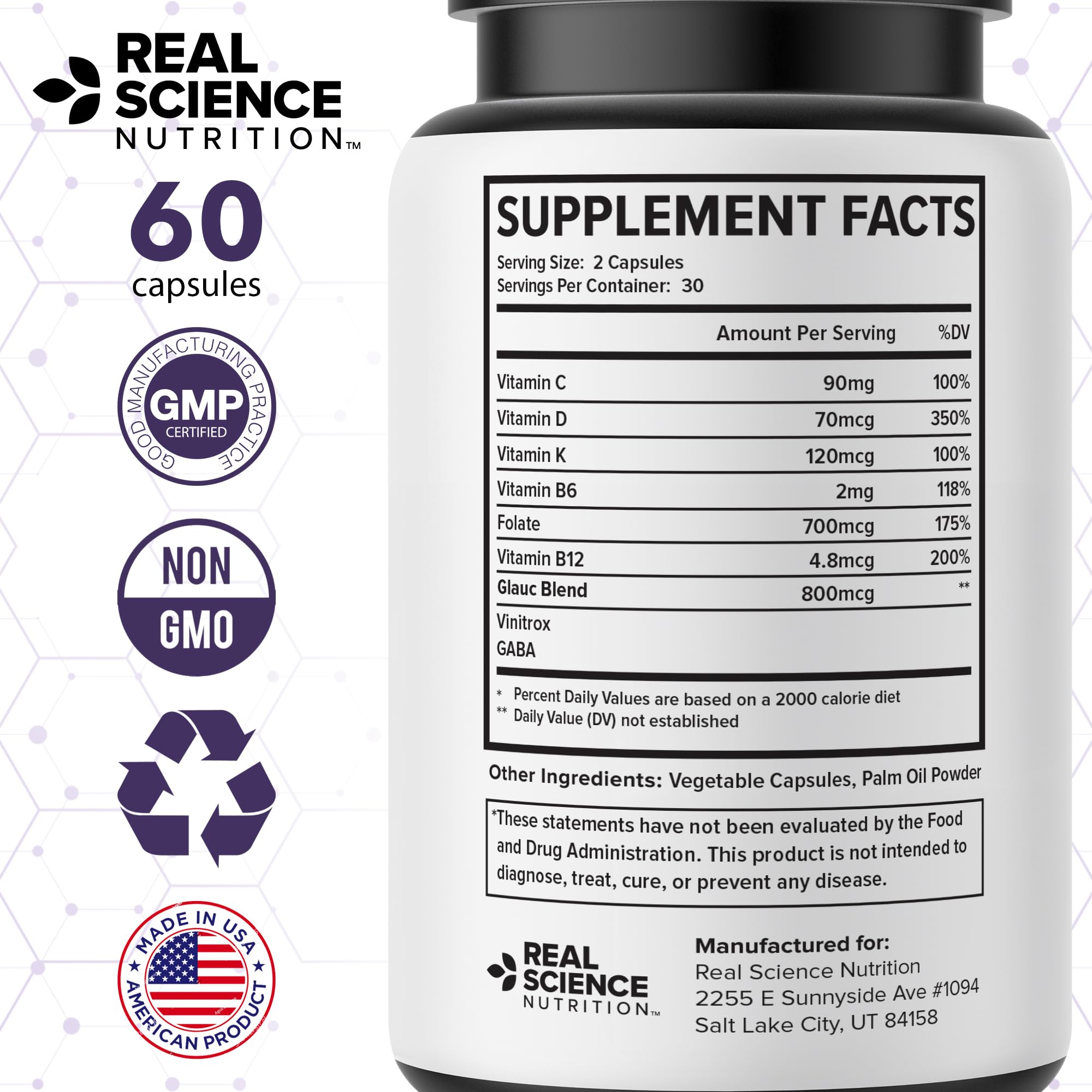 Real Science ingredientes clave expuestos para soporte circulatorio ocular