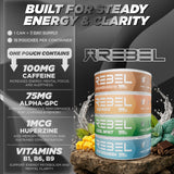 Rebel Supplements comparación tamaño lata y facilidad para llevar