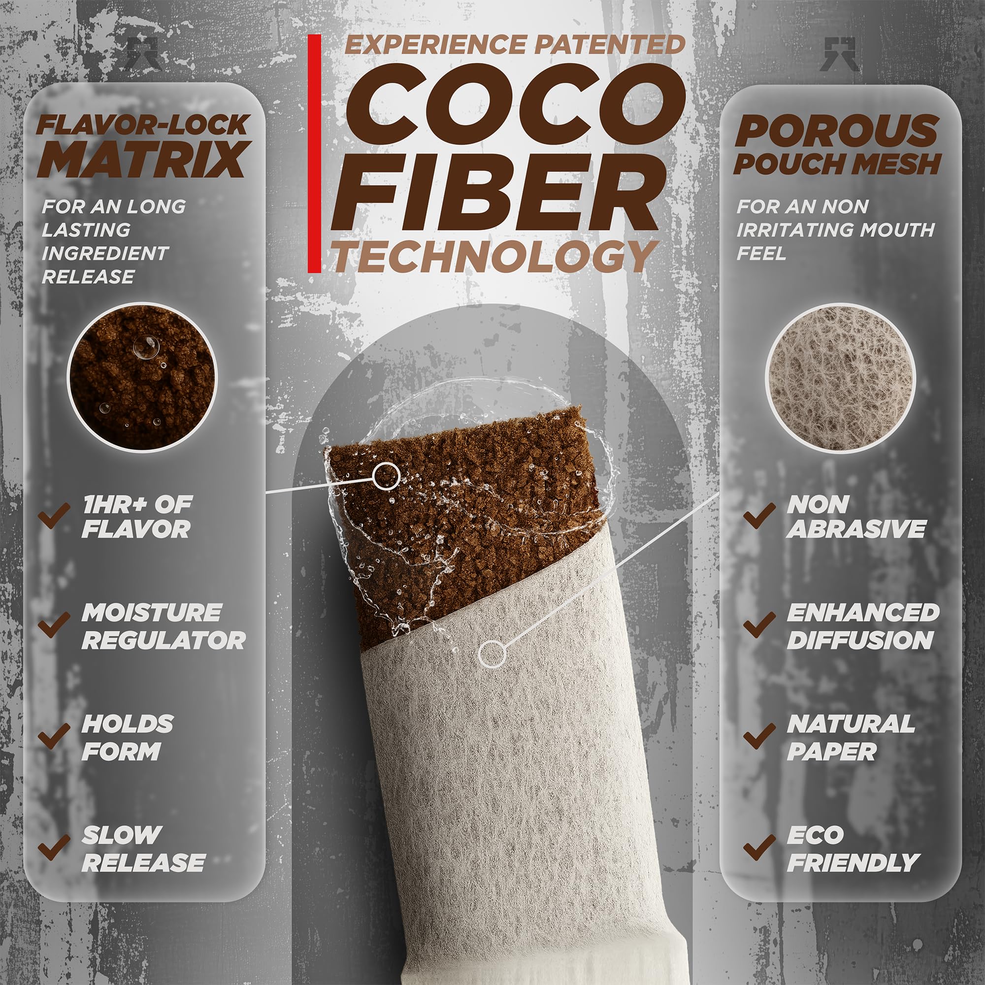 Rebel Supplements detalle de pouch y fibra de coco para textura cómoda