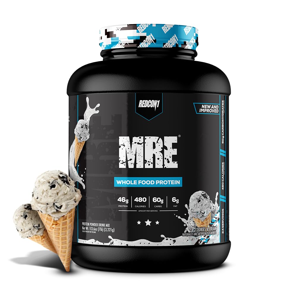REDCON1 envase frontal mostrando sabor Cookies & Cream y beneficio de comida completa