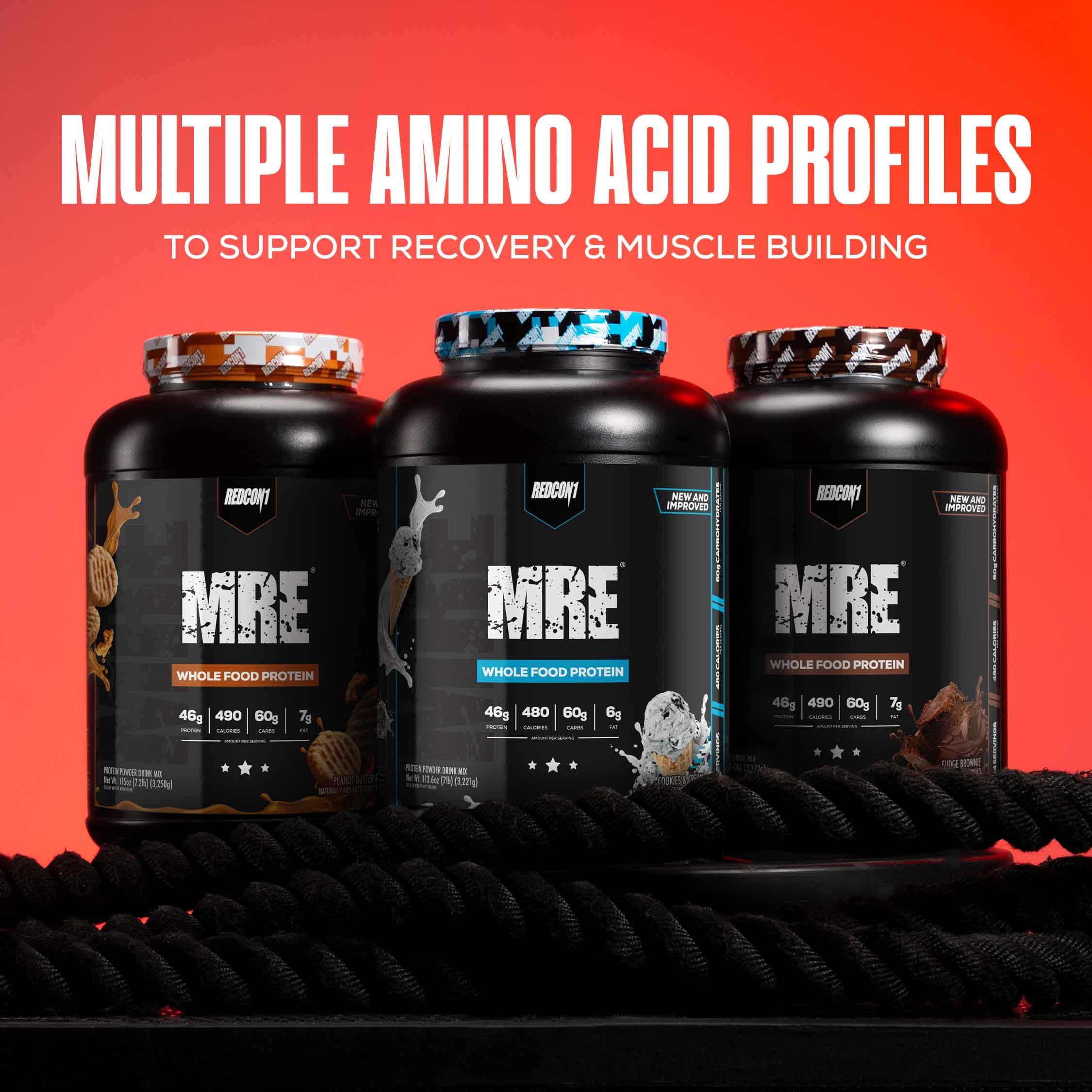 Ingredientes REDCON1 MRE (carne y huevo) que aportan proteína completa
