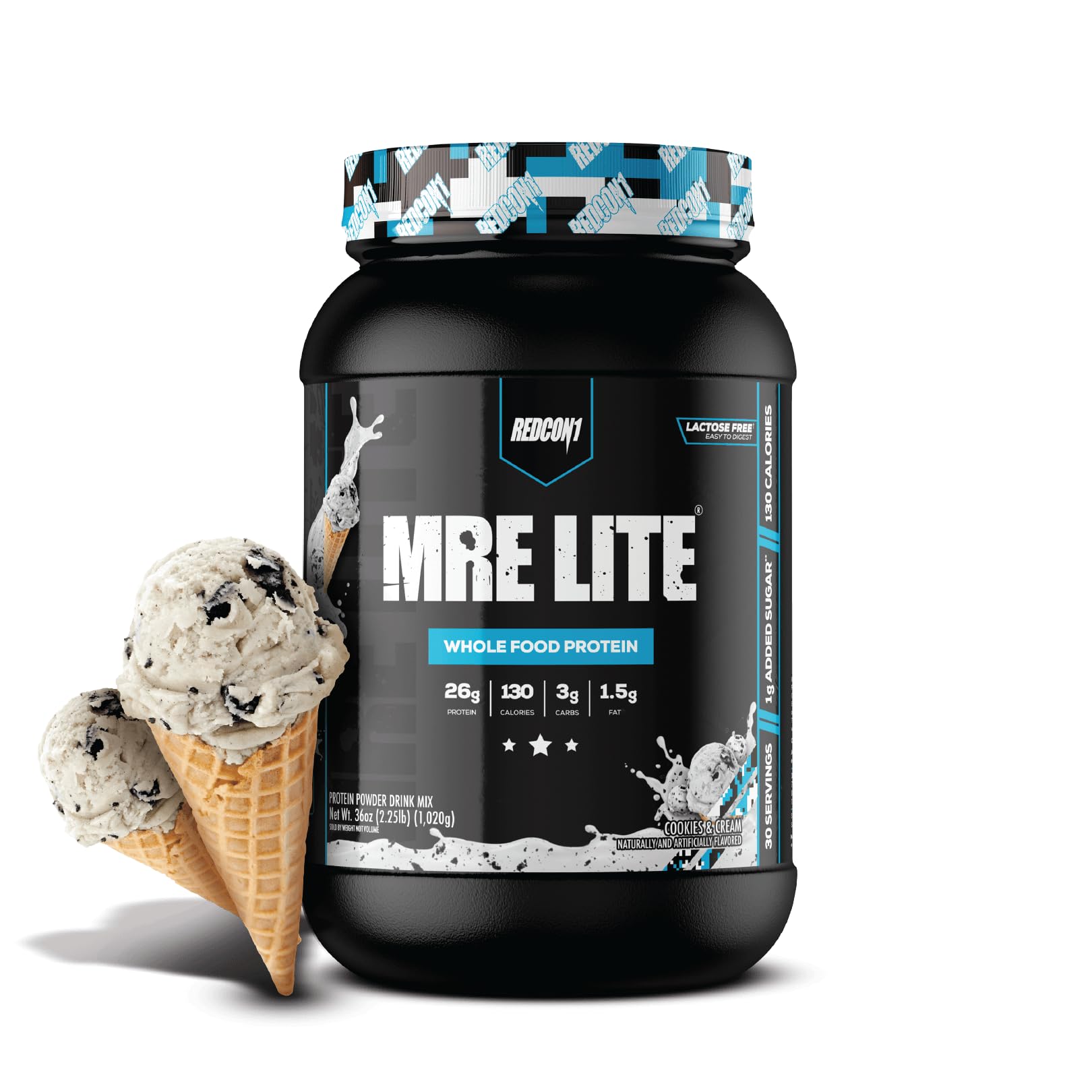 REDCON1 frasco frontal Cookies & Cream mostrando envase y sabor