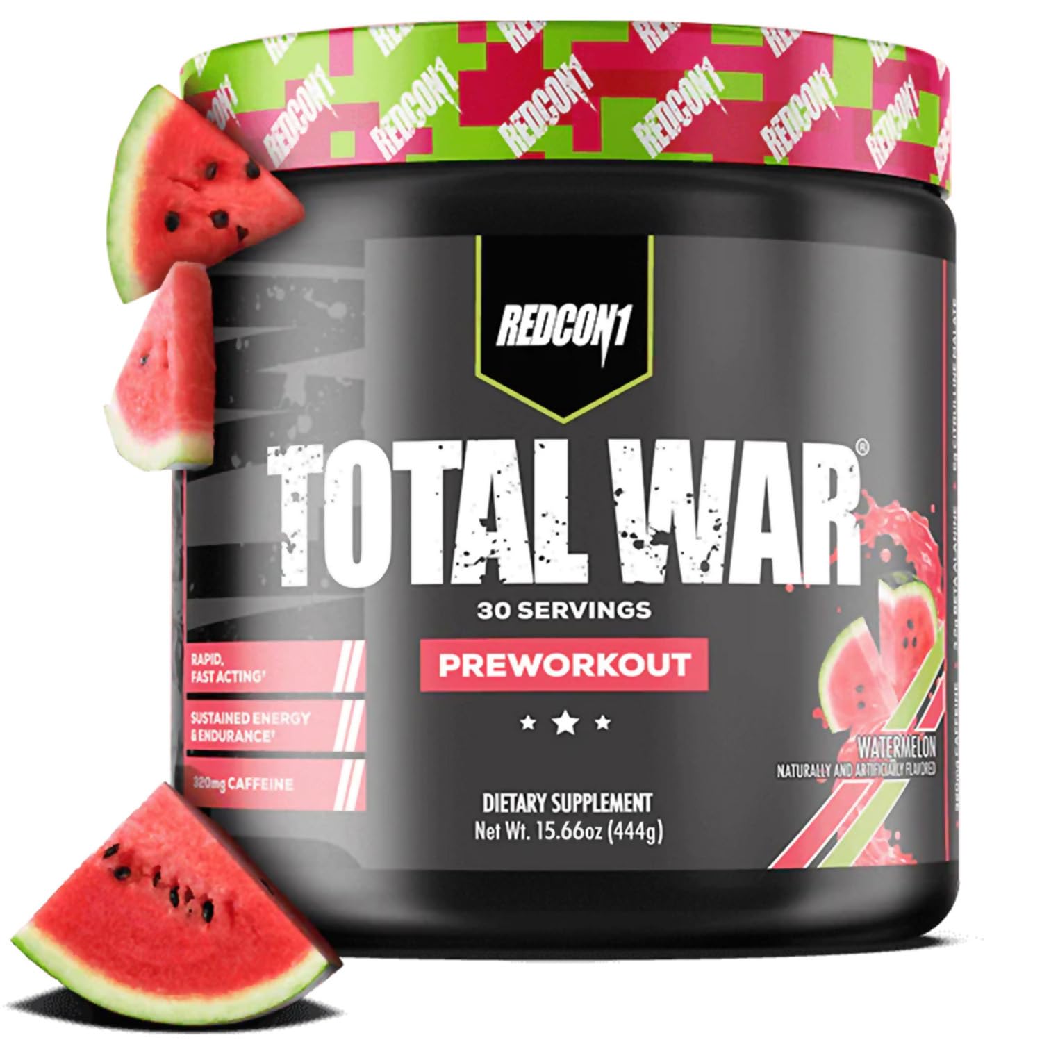 REDCON1 Total War frente del envase mostrando sabor Watermelon y diseño