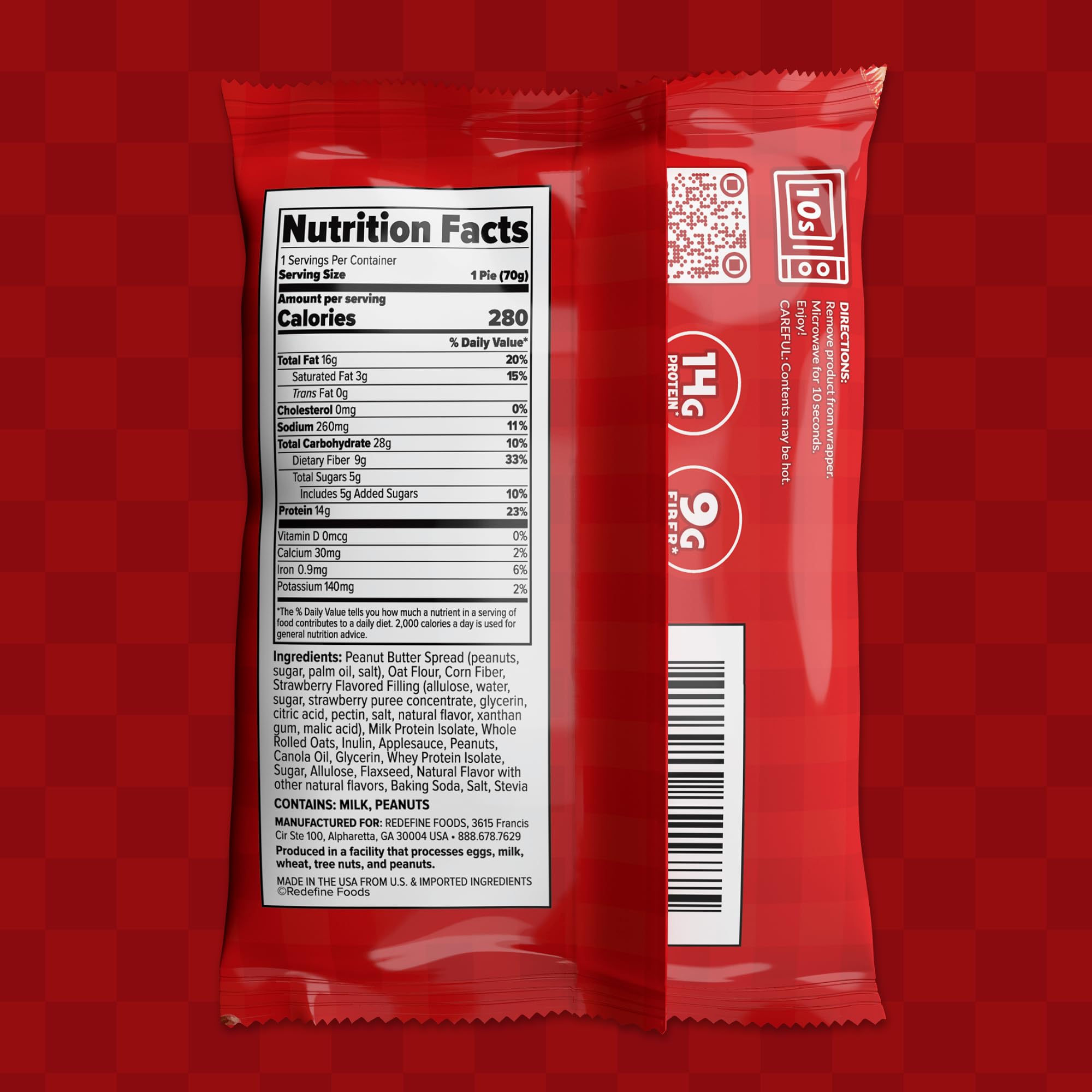 REDEFINE unidad dentro de bolso de gimnasio lista como snack proteico