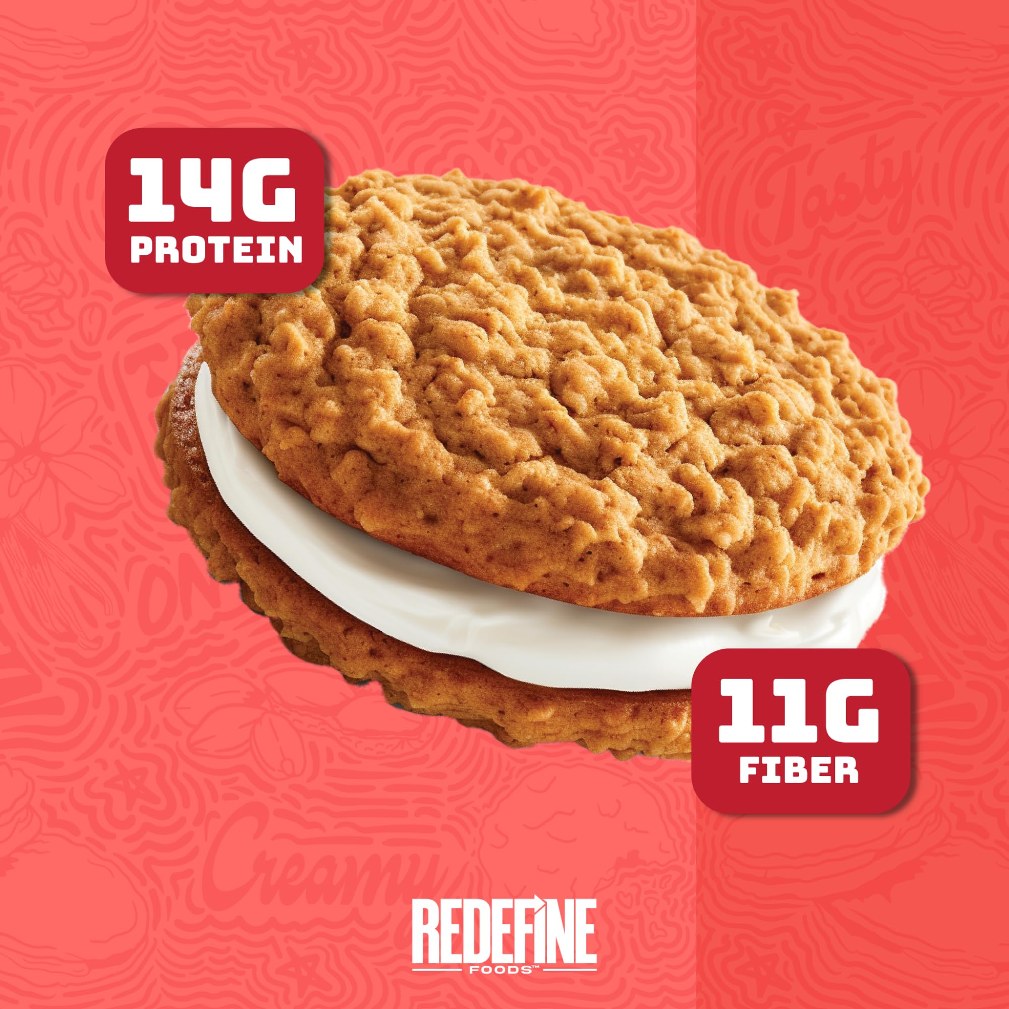REDEFINE textura de la galleta de avena destacando fibra y crocancia