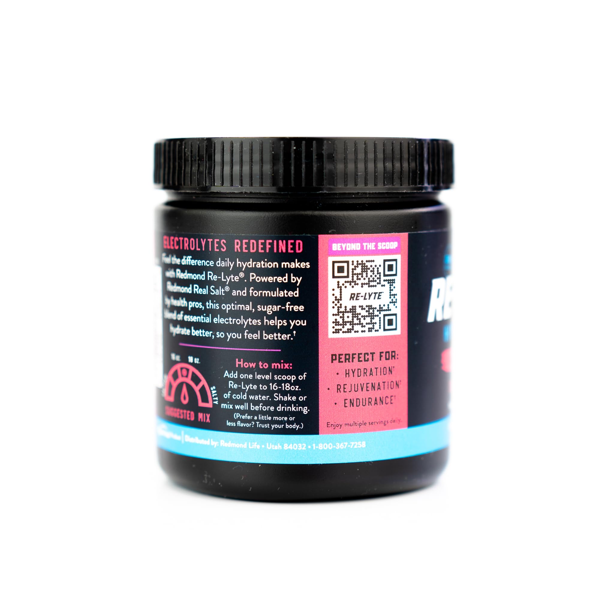 REDMOND Re-Lyte etiqueta nutricional ampliada destacando electrolitos y proporciones