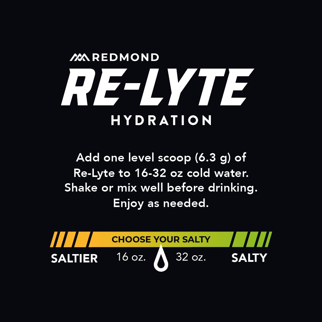 REDMOND Re‑Lyte etiqueta nutricional y lista de electrolitos para claridad
