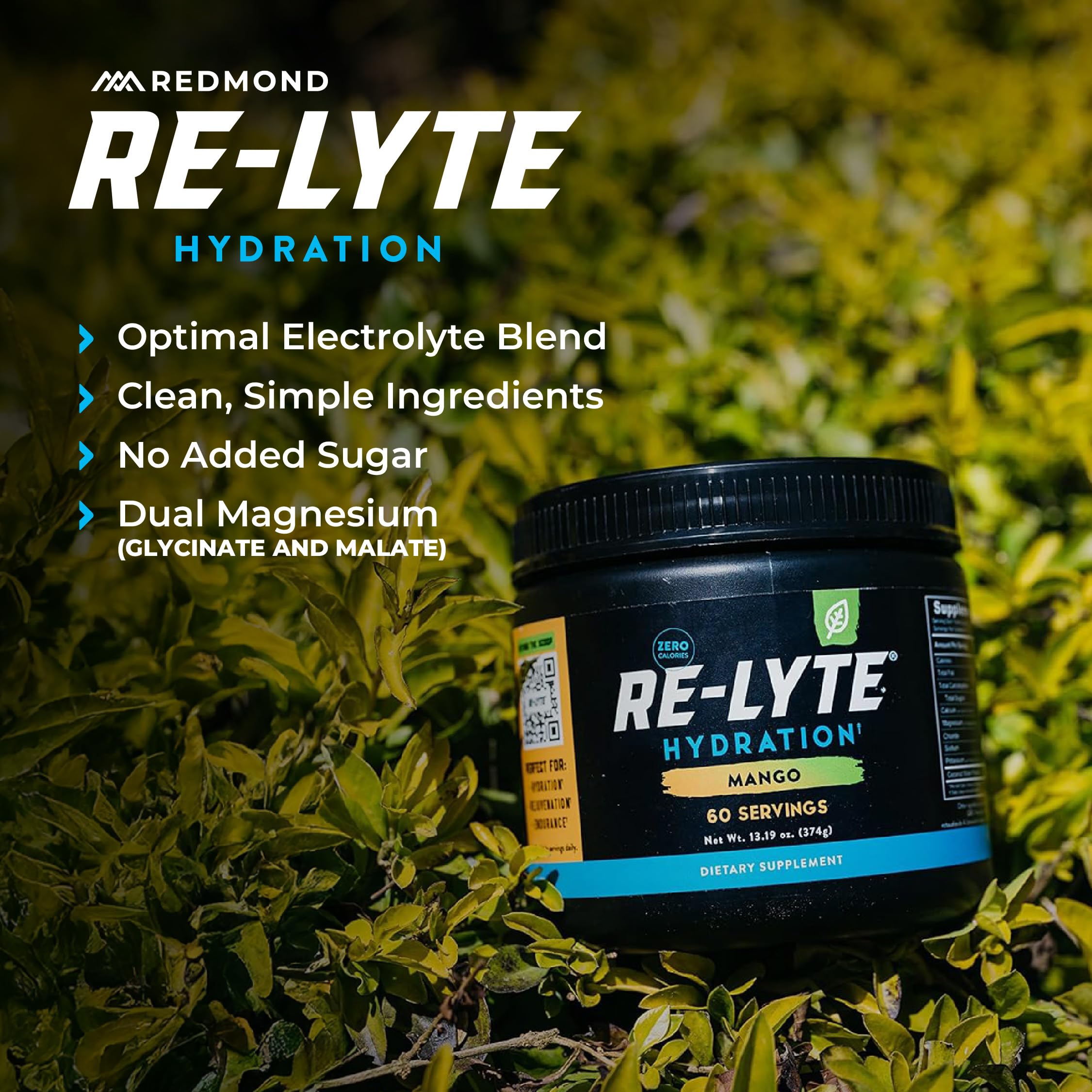 REDMOND comparación de tamaño del envase Re-Lyte Mango para transporte fácil