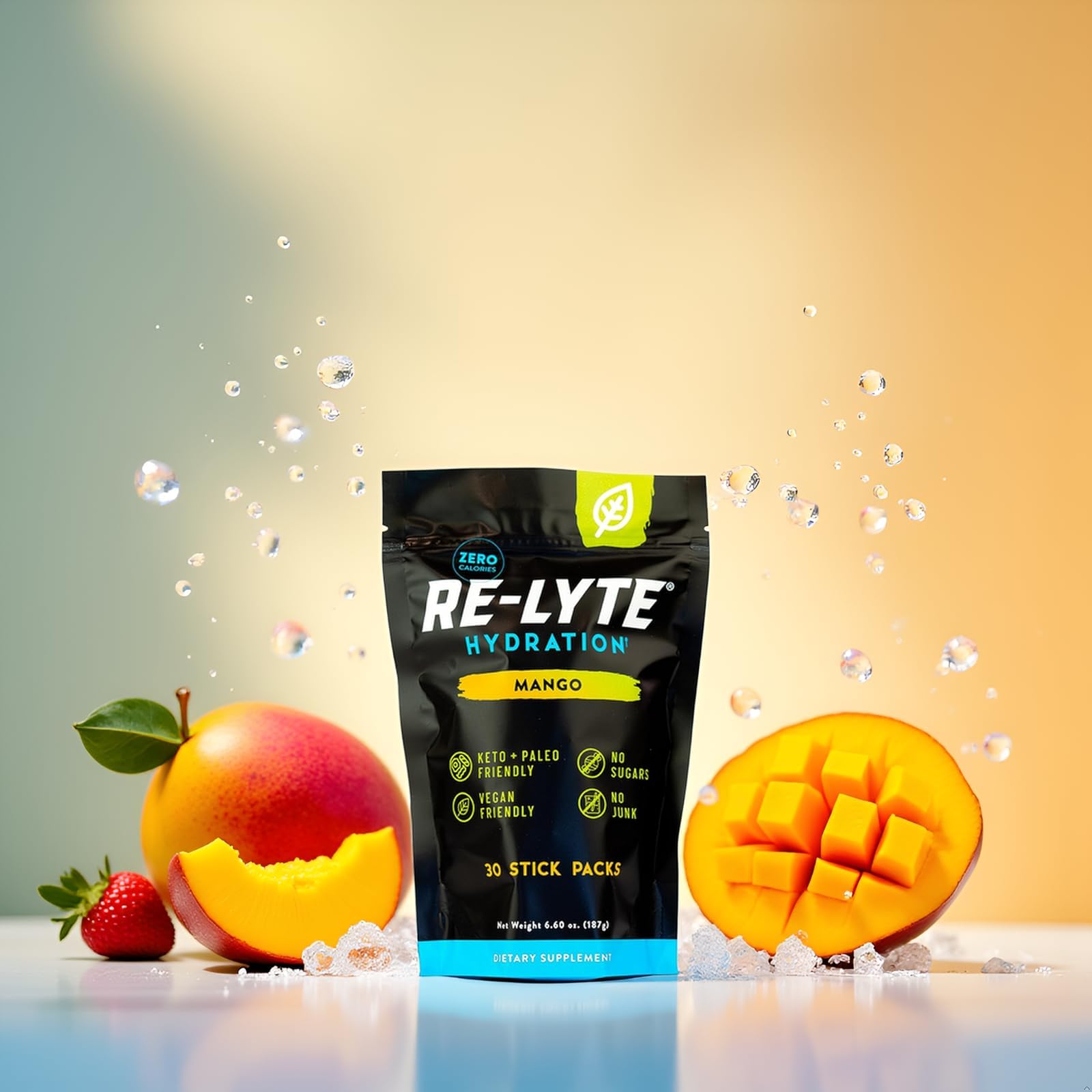 REDMOND Re-Lyte Mango mezclado en vaso listo para beber y rápida rehidratación