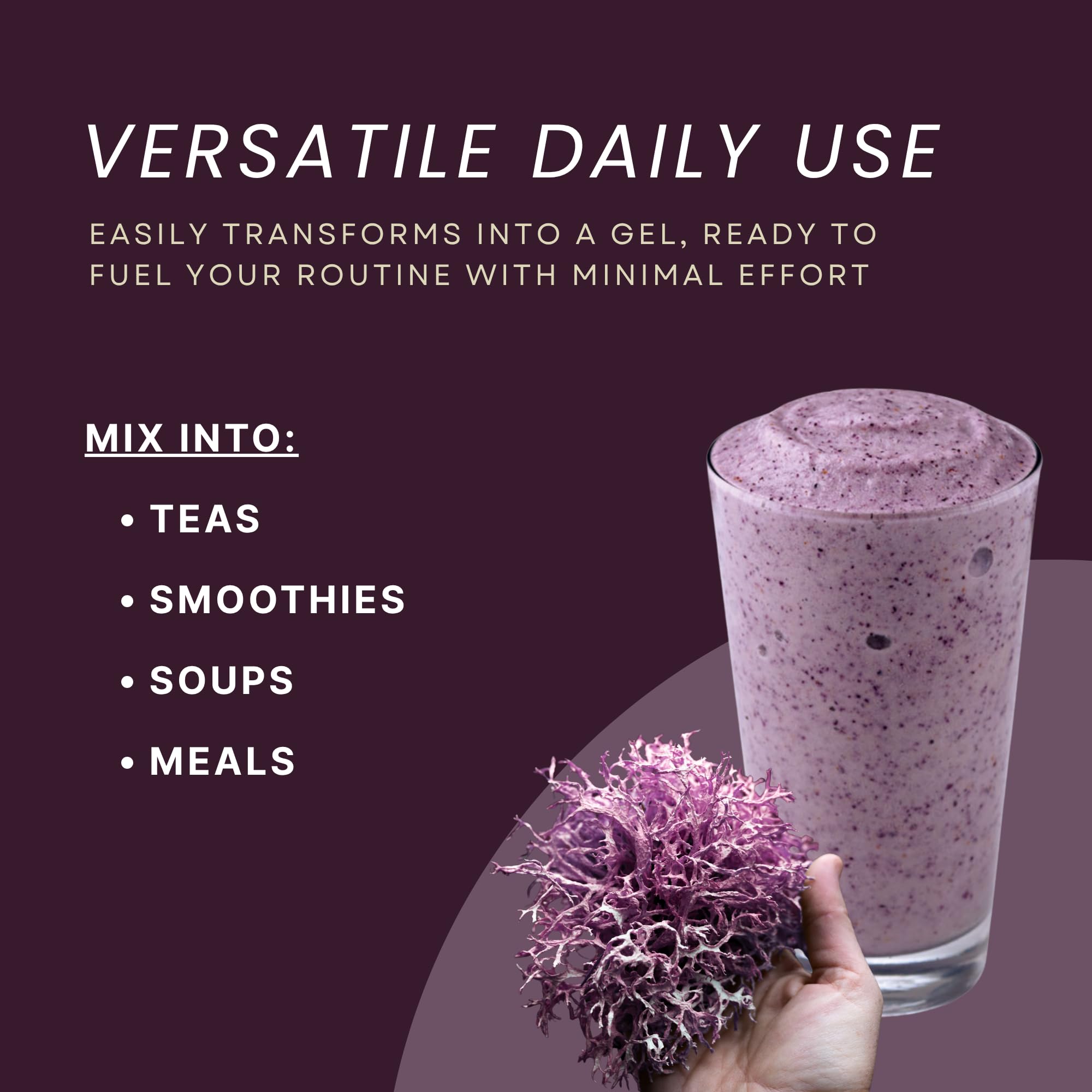 Red’s Pure Botanicals gel en smoothie bowl, imagen de uso diario nutritivo