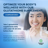 Reduced Glutathione Supplement with Milk Thistle vista lateral, información de cantidad y presentación