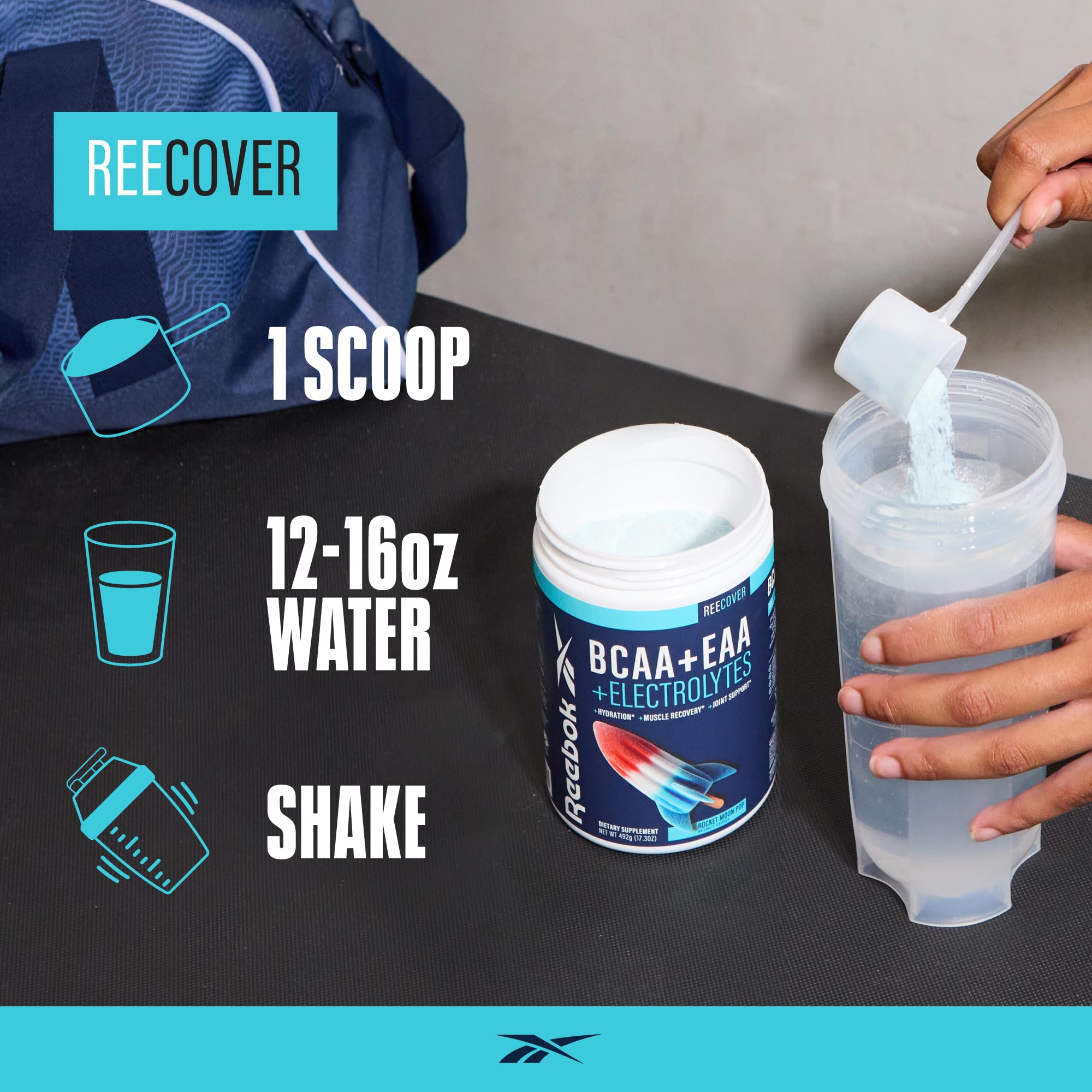 Reebok REEcover etiqueta nutricional en detalle con ingredientes y electrolitos