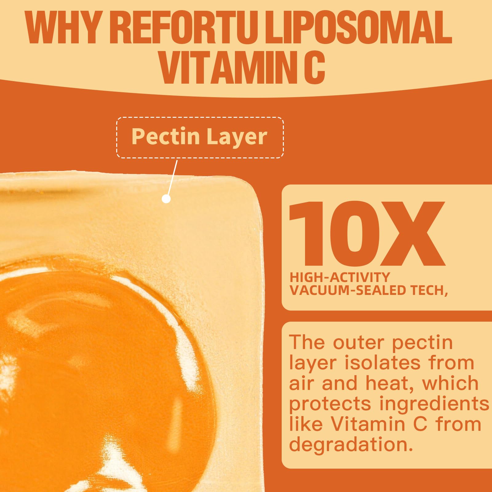Refortu gominola cerca resaltando la capa liposomal y absorción mejorada