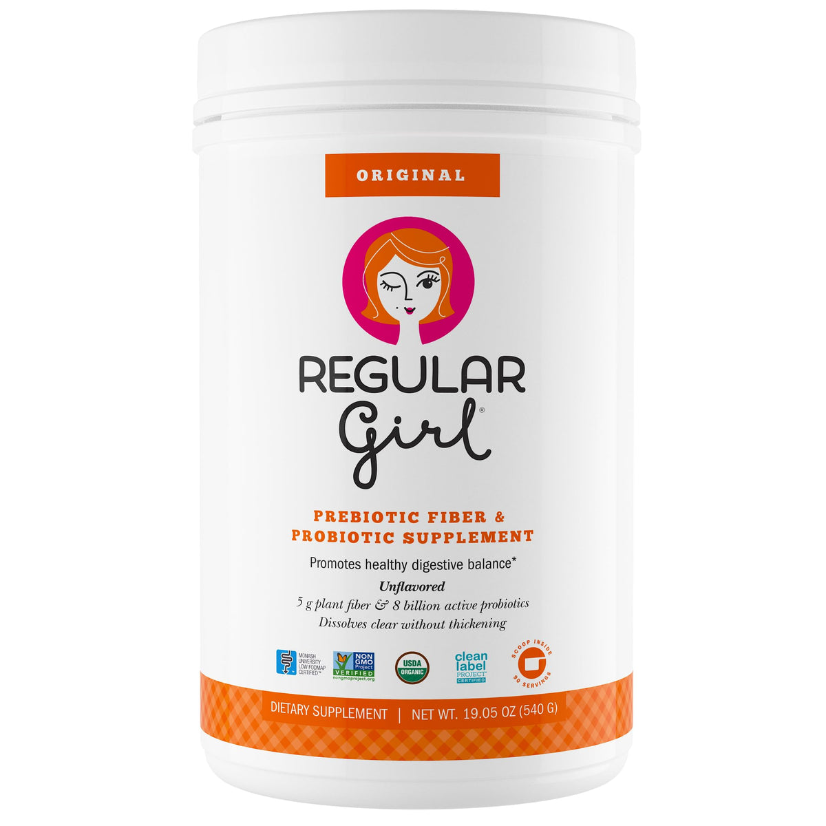 Regular Girl vista frontal del envase mostrando diseño y beneficio de 90 días