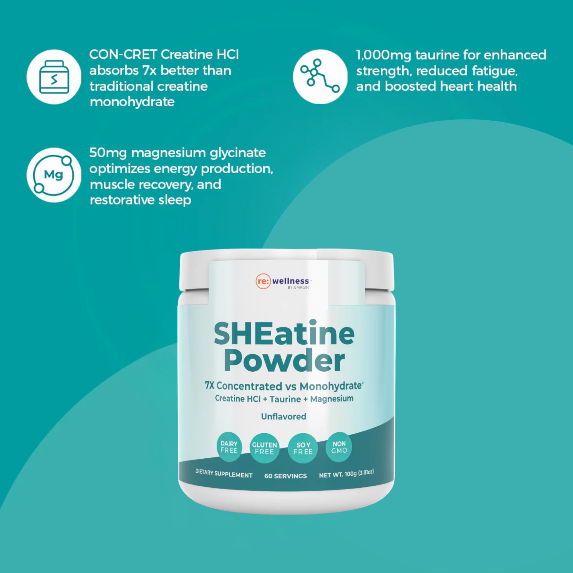 Reignite Wellness primer plano de Creatine HCl, absorción superior