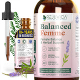 Rejuvica Health envase Balanced Femme visto frontalmente, presentación clara y profesional