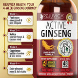 Rejuvica Health etiqueta detalle con ingredientes y ginsenósidos visibles