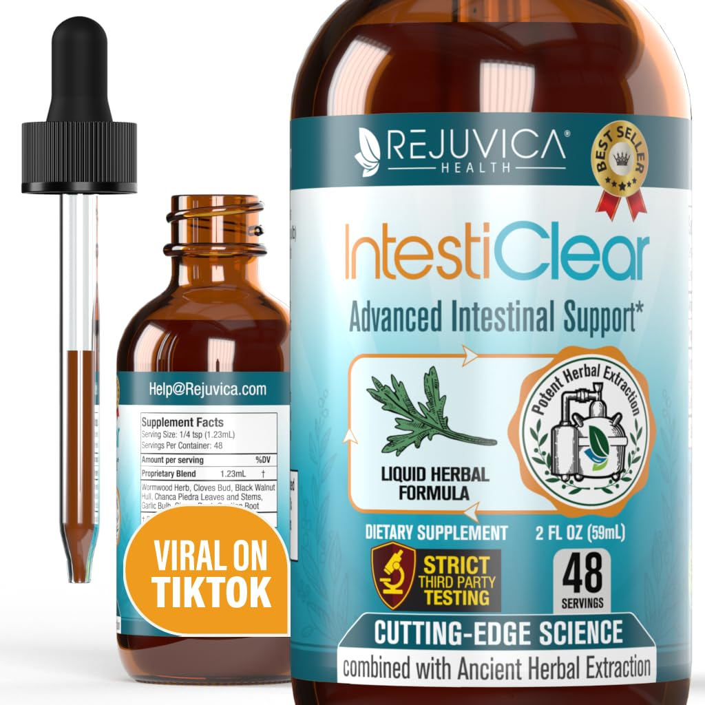 Rejuvica Health IntestiClear frontal mostrando envase y usabilidad práctica