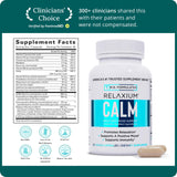 Botella Relaxium Calm abierta junto a cápsulas listas para consumir