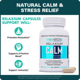 Primer plano de cápsulas Relaxium Calm destacando textura y facilidad de tragar