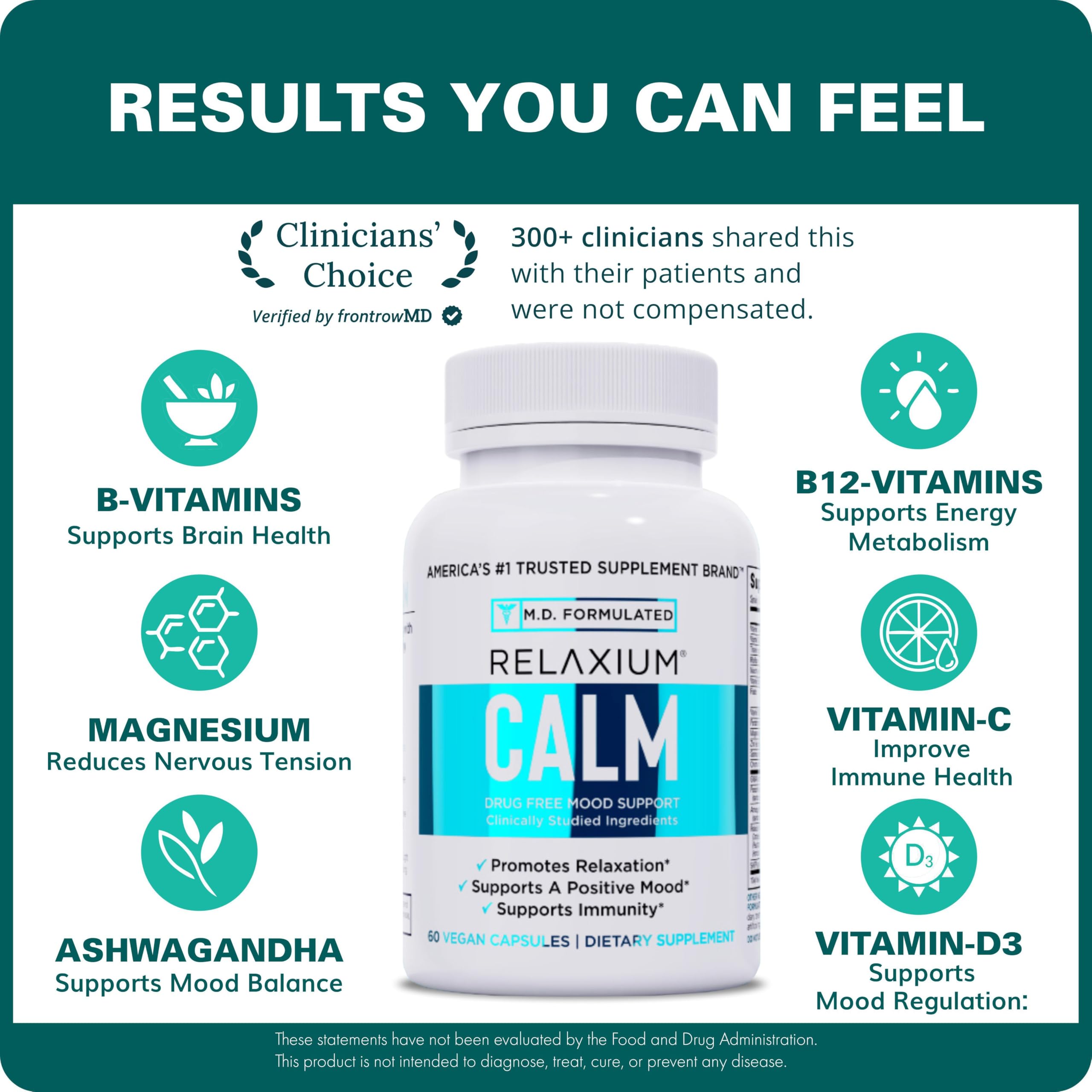 Etiqueta nutricional de Relaxium Calm mostrando ingredientes y calidad