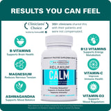 Etiqueta nutricional de Relaxium Calm mostrando ingredientes y calidad