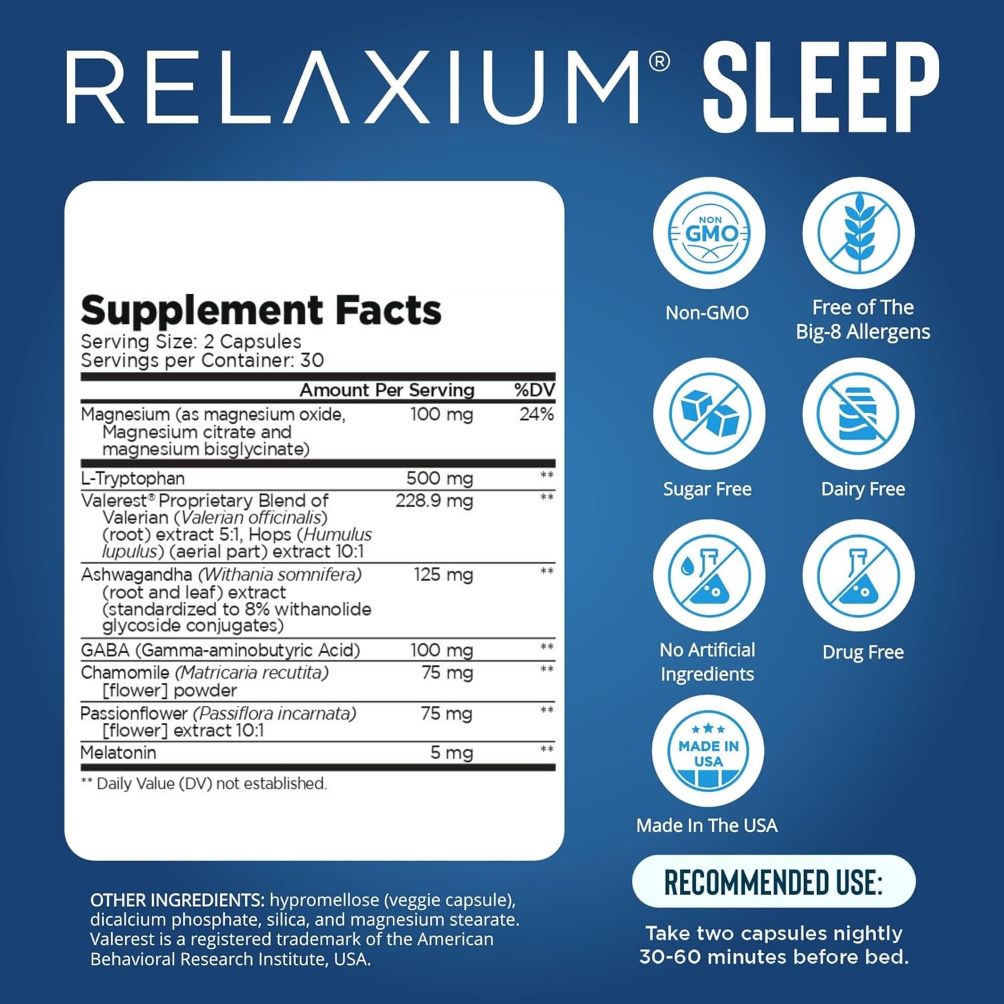 relaxium cápsulas en mano listo para tomar y facilitar el dormir