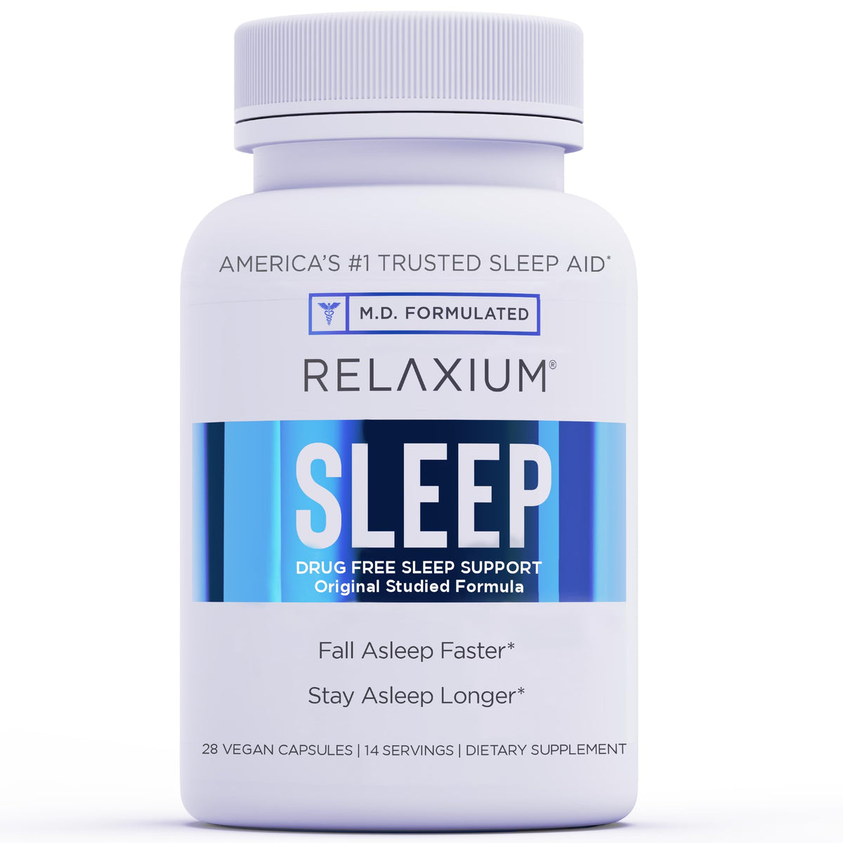 Relaxium frasco frontal mostrando la marca y el envase, ayuda al sueño