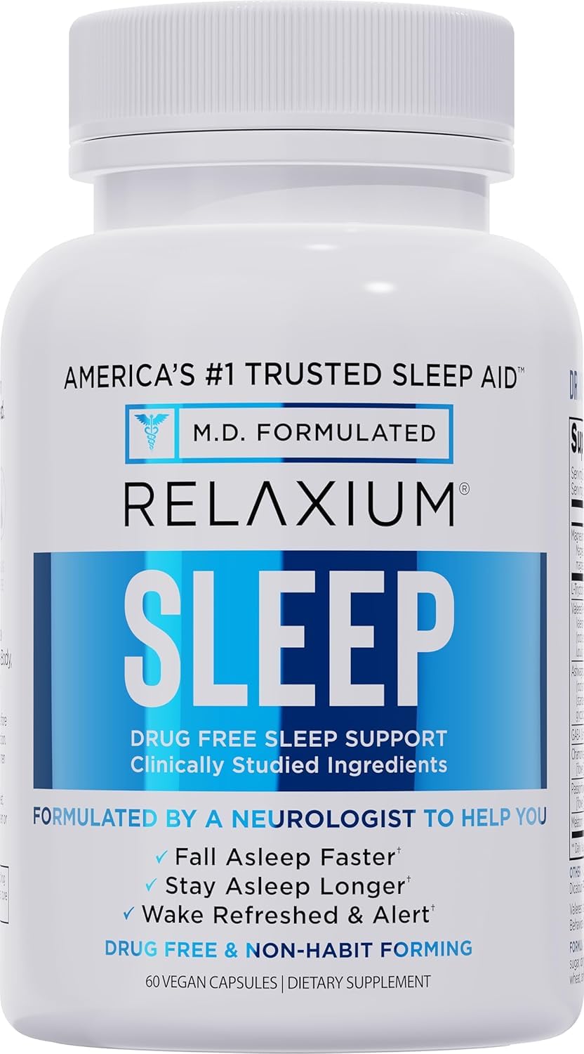Relaxium frasco frontal mostrando etiqueta clara y beneficio de sueño reparador