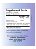Relentless Improvement etiqueta mostrando 670 mg y 98% polifenoles