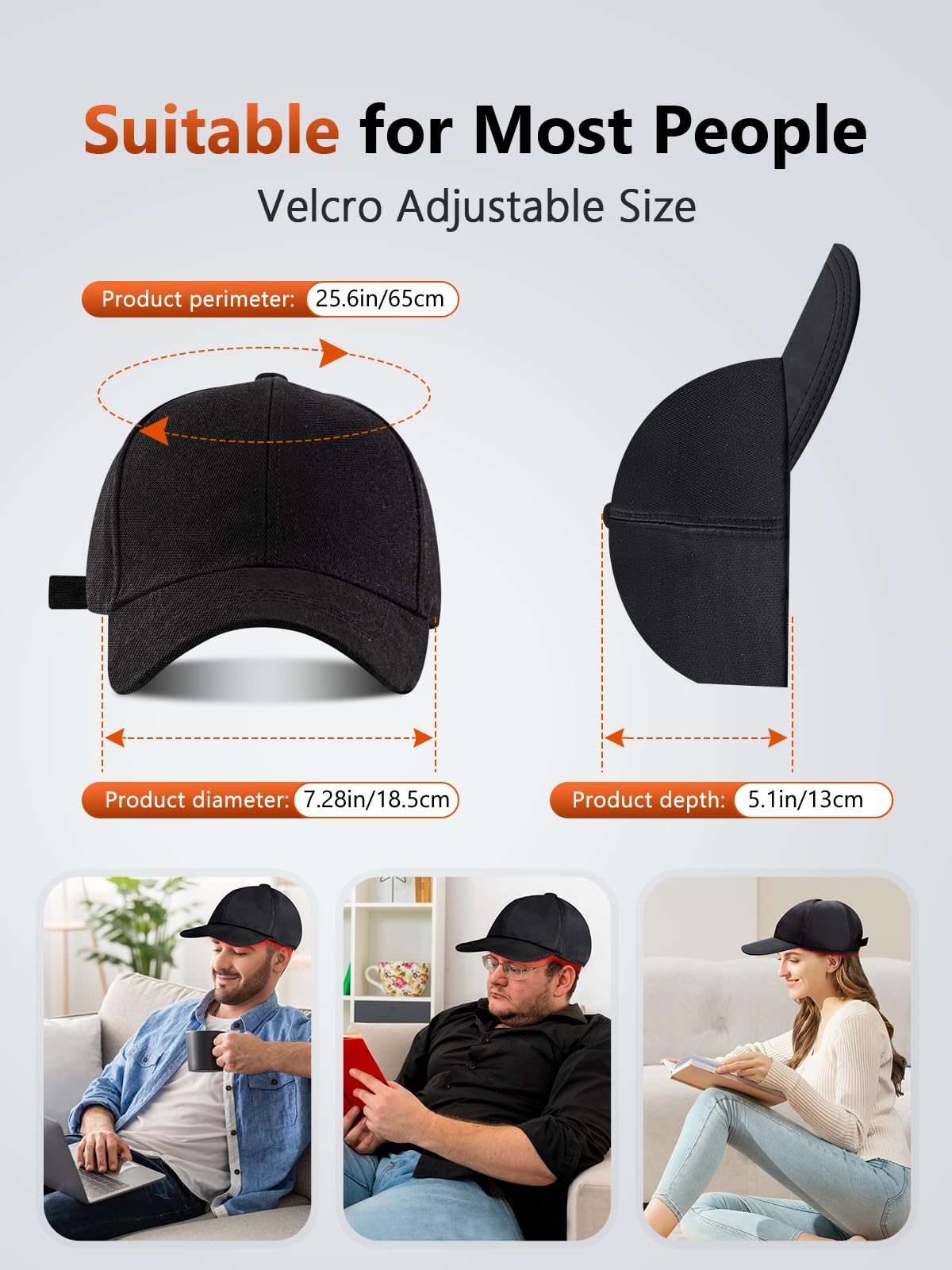 RELEXNOW gorra en uso por persona sentada demostrando confort durante la sesión