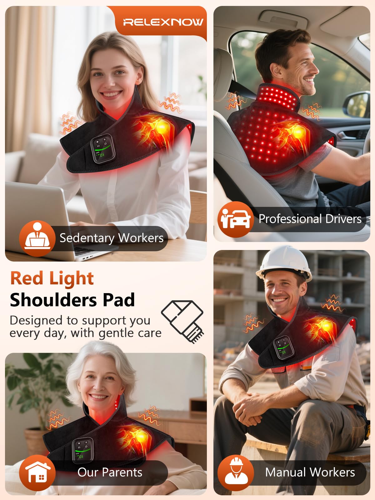 RELEXNOW panel de controles cercano mostrando modos y temporizador fácil
