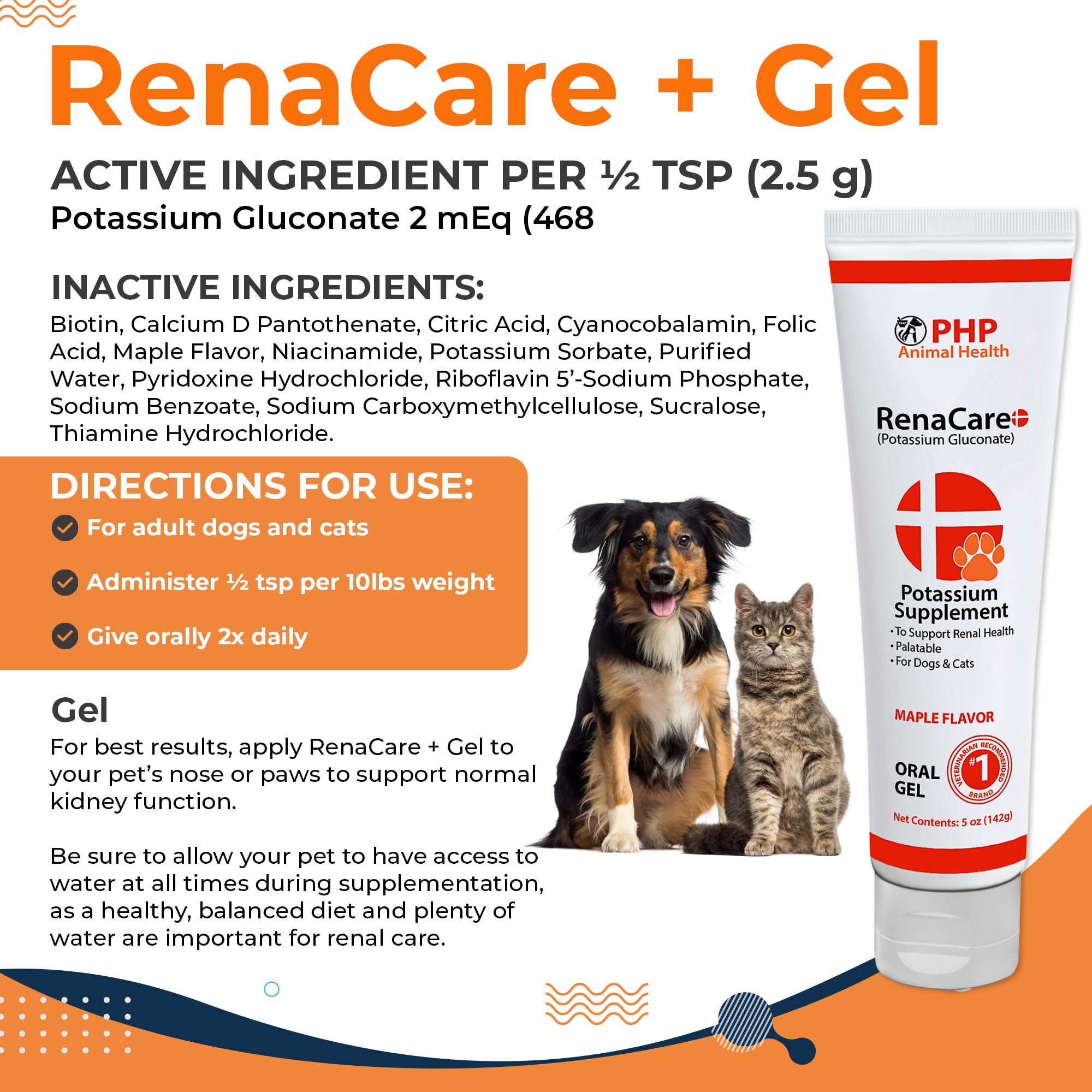 Pet Health Pharma Renacare K textura del gel, detalle de consistencia fácil de administrar