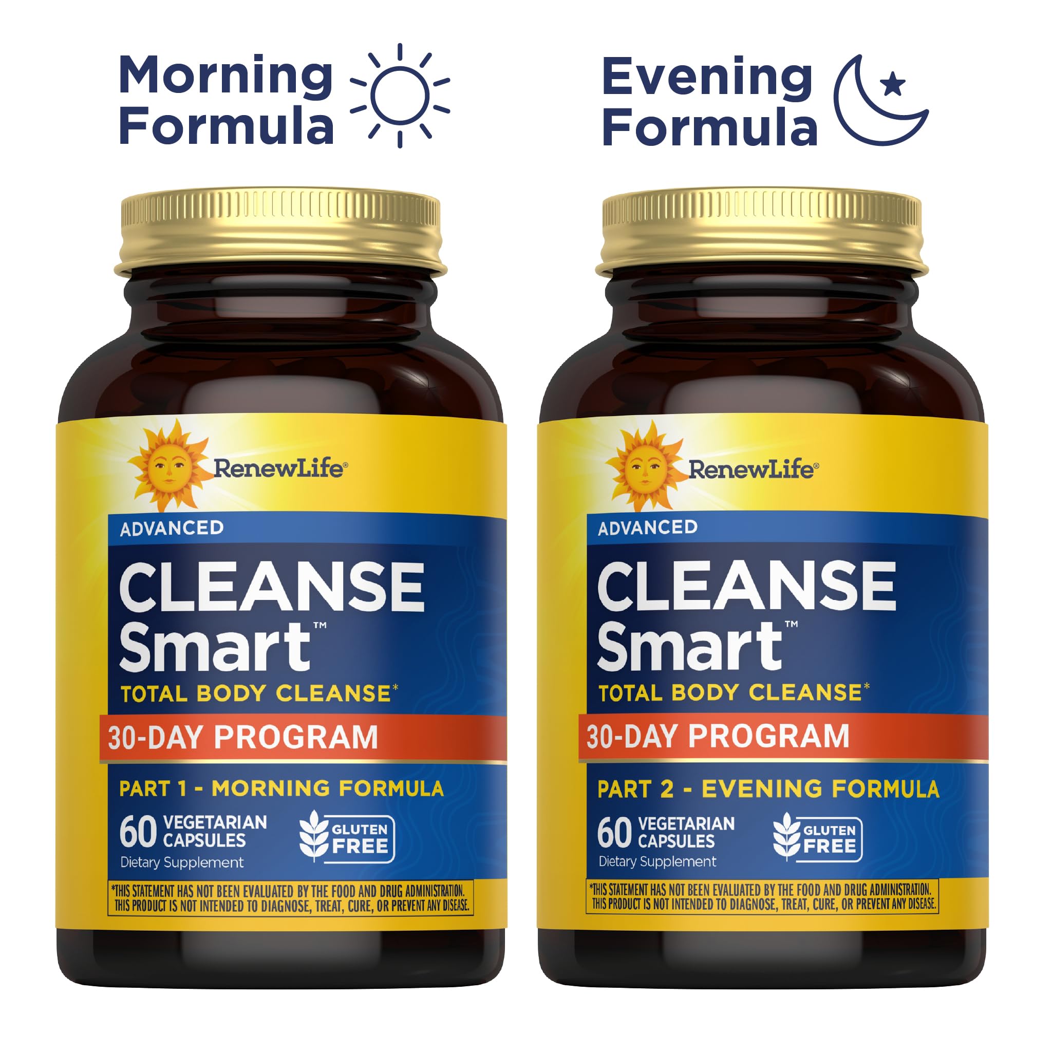 Renew Life Cleanse Smart cápsulas en primer plano para apreciar textura y forma